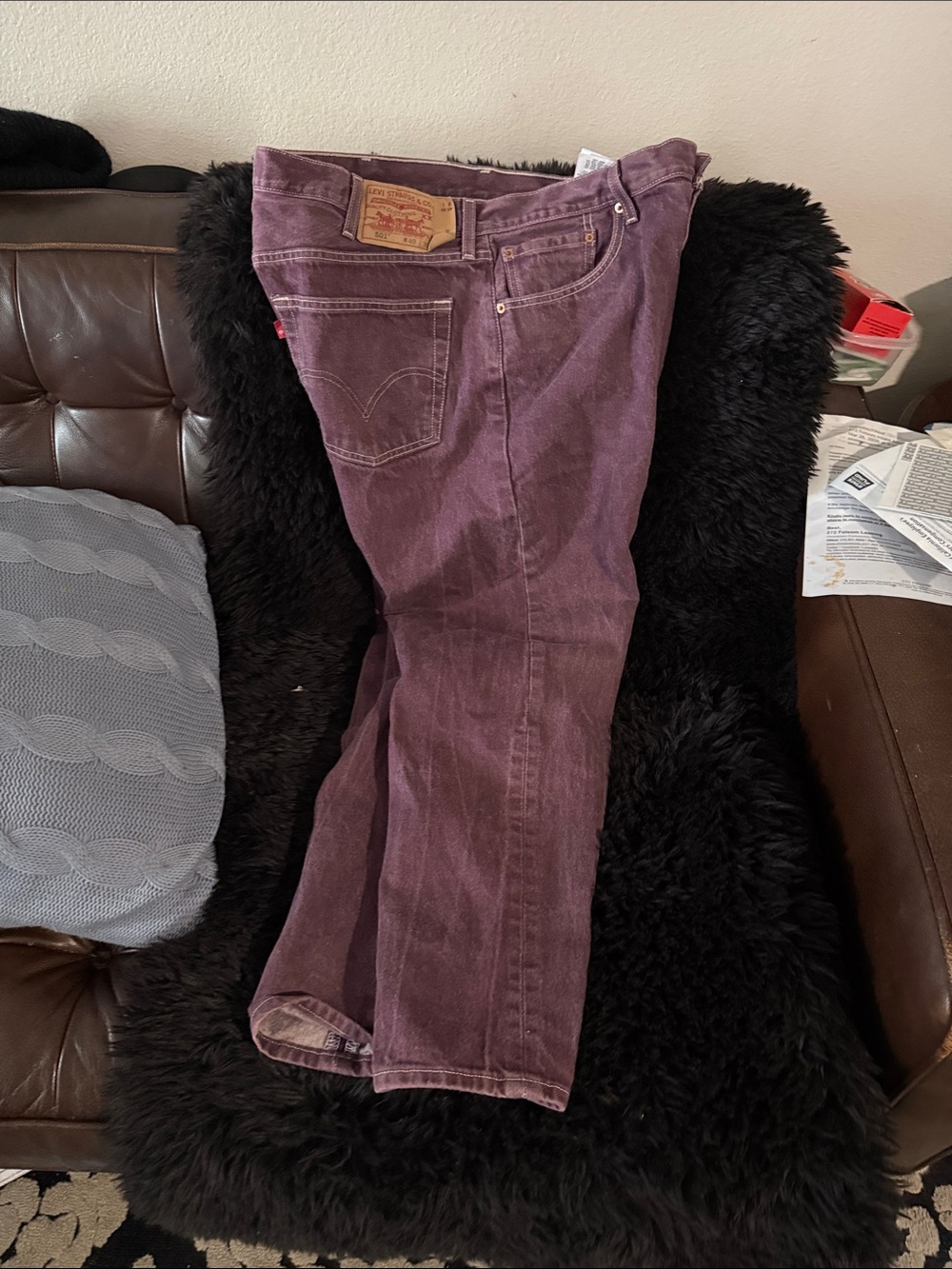 Men's Straight Jeans in Deep Plum - Picture 2 of 9